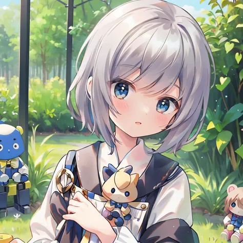 Realistic、Photo of a collaboration between dolls and robots、comical