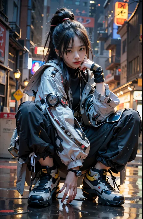 Masterpiece, (ultimate quality:1.2), 8k, Japanese woman in turtle-type powered suit, silver base with yellow and black accents, very beautiful face, mechanical, (mechanical bat wings), jet pack, hydraulic cylinder, power pipe, ultimately intricate details,...