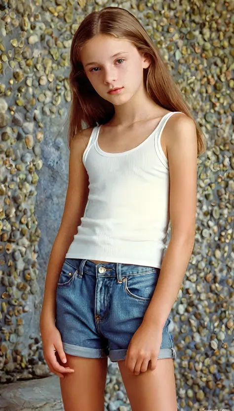 (14 years old girl), tween model, David Hamilton style, slim, small, undeveloped, 90s, granulated picture, masterpiece, best quality, photo-realistic 