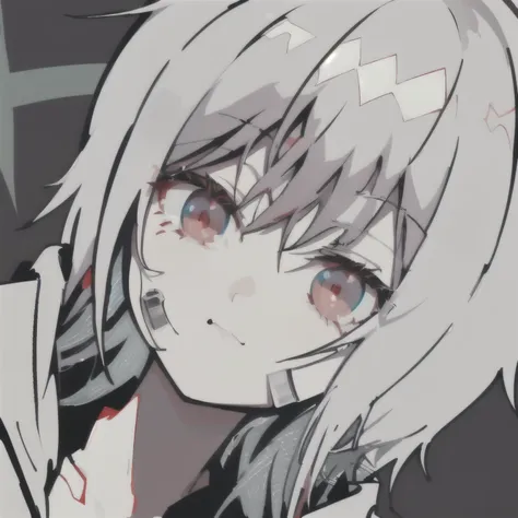 Anime girl with white hair and red eyes staring at something, Gamoyedre, Komaeda Nagito, Gamoyedre grimdark, With glowing red eyes, Meow, Anime cute art style, best anime 4k konachan wallpaper, Ayana, portrait Gamoyedre grimdark, With glowing red eyes, 2D ...