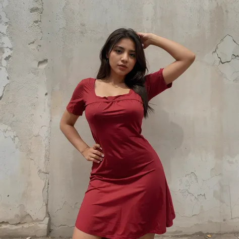 Chica mexicana vaquera boca abierta vestido apretado