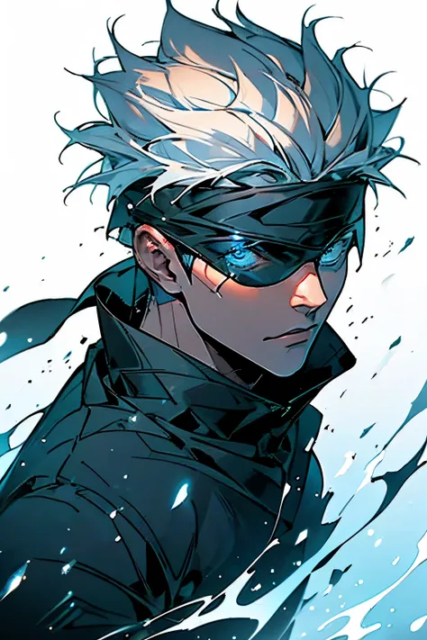 Satoru Gojo, Jujutsu Kaisen, blue galaxy in his eyes,revealing his deep blue eyes, looking at viewers, clear back ground anime, niji midjourney, anime, illustration, clear back ground anime, niji midjourney, anime, illustration, concept art