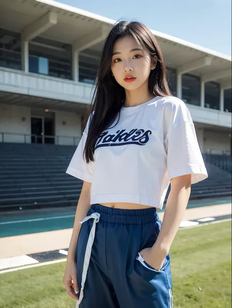 Masterpiece, superlative, realistic, Jennie wearing trendy football uniform, HD, photography and lighting, 16k