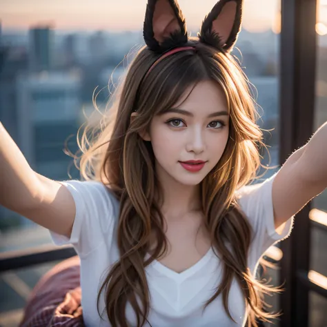 hair, hair bobbles, wince, longeyelashes, solid circle eyes, fake animal ears, light smile, ear blush, fang, Surrealism, drop shadow, anaglyph, stereogram, tachi-e, pov, atmospheric perspective, 8k, super detail, ccurate, best quality,xx remix girl,1 girl,...