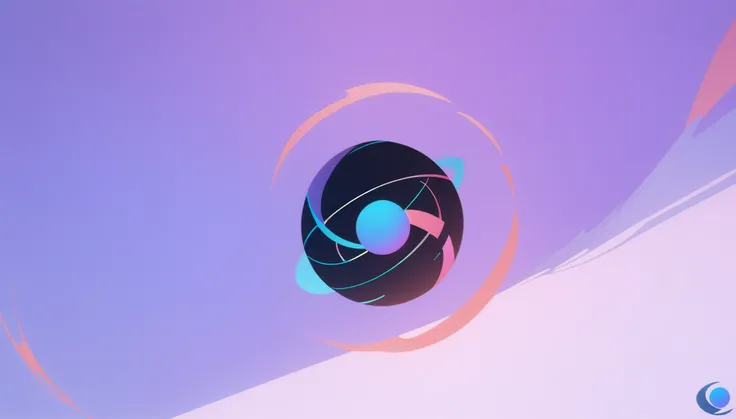 best quality, 4k, 8k, highres, masterpiece:1.2, ultra-detailed, anime aesthetics, no borders, minimalistic wallpaper with a logo in the center, minimalistic picture, low details, 2d, flat art, wallpaper, grey and violet colors, fire sphere logo in the cent...