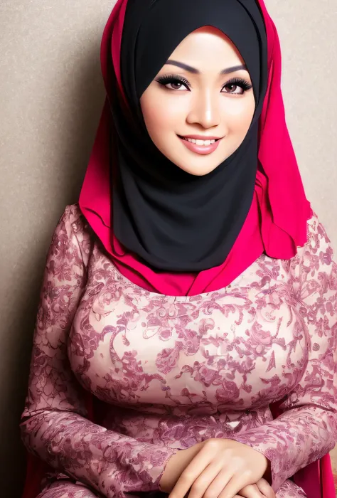 RAW, Best quality, high resolution, masterpiece: 1.3), beautiful Malay woman in hijab (iu:0.8)1beautiful  Malay woman in hijab wearing modern youth Muslim clothing,big breast, modern muslim fashion, flowing shawl, portrait photography, mid shot photo, ultr...