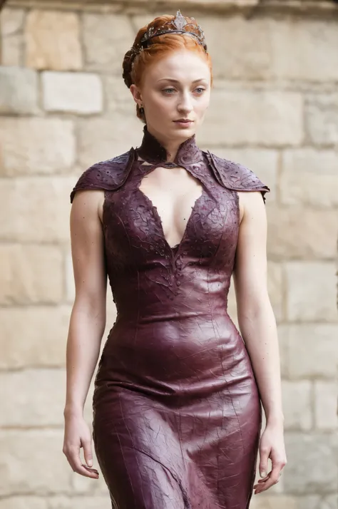 ( photograph of sophie turner as hot queen ) (random photo , full body shot, thick figure, fleshy body, tall woman ) alayne ston...