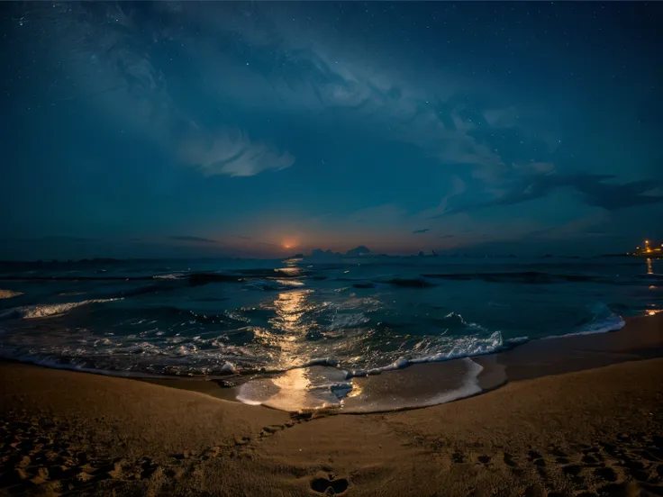 night sea beach