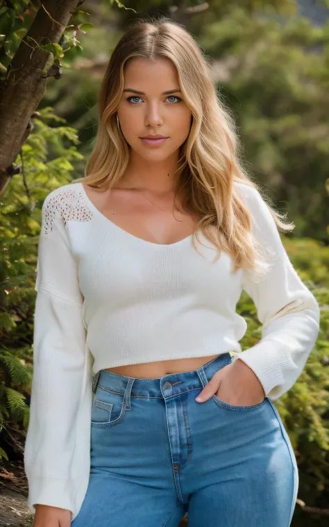 beautiful blonde standing of the top of the mountain, ((wearing pants)) (stand in the mountain), very detailed, 21 years old, innocent face, natural wavy hair, blue eyes, high resolution, masterpiece, best quality, intricate details, highly detailed, sharp...