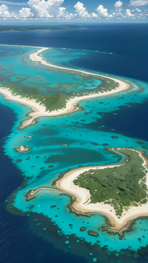 high-definition aerial view of the breathtaking great barrier reef on australia&#39;s gold coast。1,marvel at the vibrant colors ...