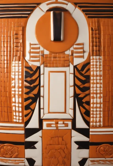 Orange and white cubic art deco bogolan