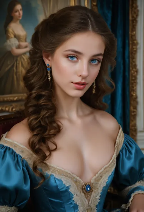 (highres,masterpiece:1.2),(realistic:1.37)A portrait of a Jewish girl in the 18th century with unparalleled beauty. She has mesmerizing blue eyes and delicate rosy lips. The portrait is meticulously detailed, capturing every subtle nuance of her features. ...