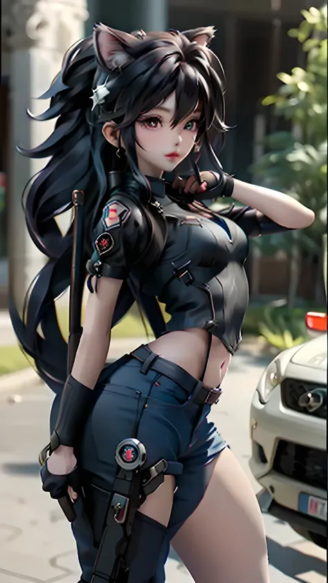 Still Kitten (DXD), 1 Girl, police, cap, Policewoman, Small Breasts,