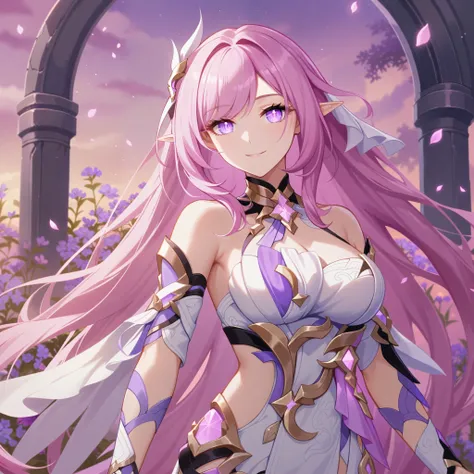 masterpiece,very aesthetic,1girl,elysia \(herrscher of human:ego\) \(honkai impact\),pink hair,purple eyes,pointed ears,highly d...