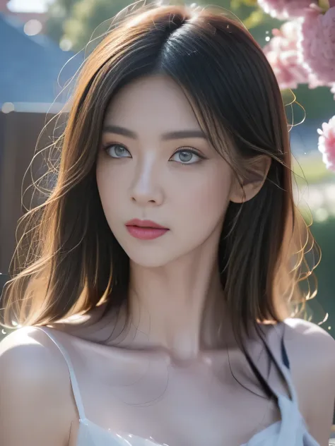 Hair shaking, victory, Long eyelashes, Solid round eye, A faint smile, ears red, direction, Surrealism, shadow, Relief, Stereogram, Standing picture, View, Atmospheric perspective, 8k, Super Detail, precise, best quality,(best quality, masterpiece:1.2, Sup...