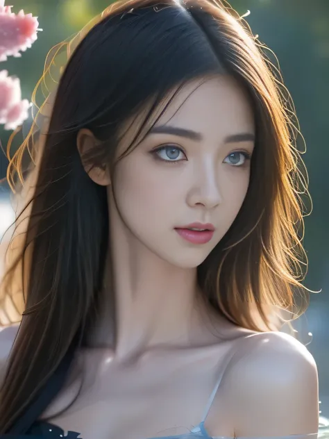 Hair shaking, victory, Long eyelashes, Solid round eye, A faint smile, ears red, direction, Surrealism, shadow, Relief, Stereogram, Standing picture, View, Atmospheric perspective, 8k, Super Detail, precise, best quality,(best quality, masterpiece:1.2, Sup...
