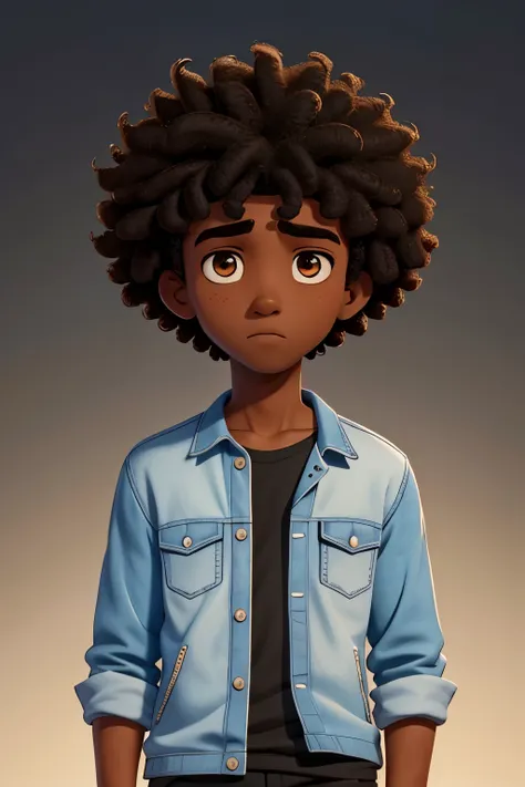 cover of the song there is a sad young man with short curly afro hair and dark skin and in the background the word loneliness