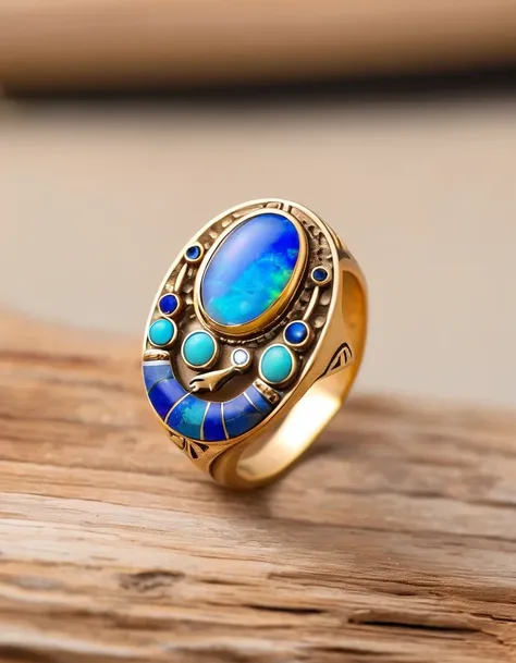 indian flute player kokopelli minimalist abstract ring design，the main stone is an oval opal，indian elements，the matching stones...