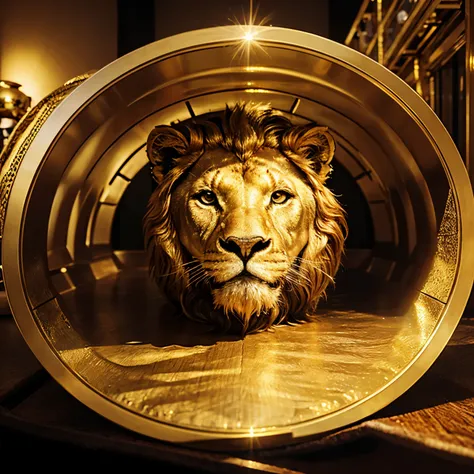 Golden lion written on the side until it comes in PNG