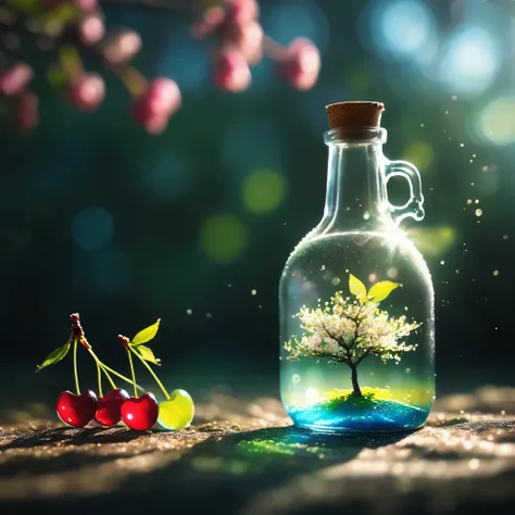 cherry tree in a bottle, fluffy, actual, atmospheric light refraction, photography：lee jeffries, nikon d850 film stock photos 4 ...