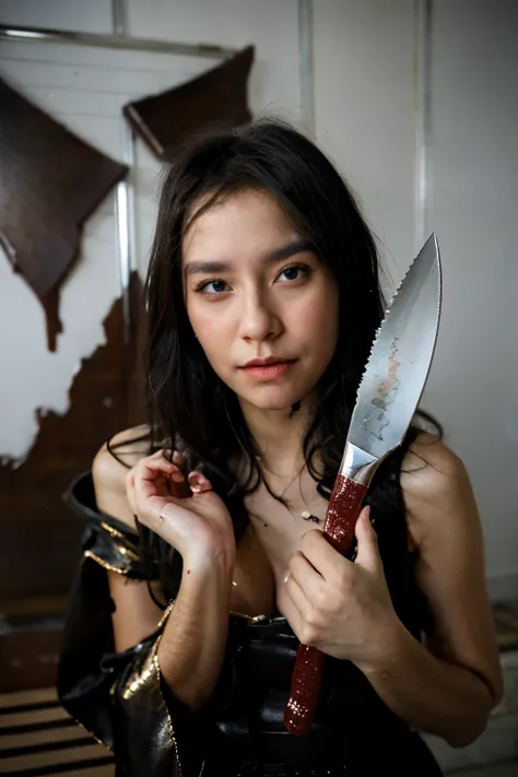 beauty freya, knife blood splashed