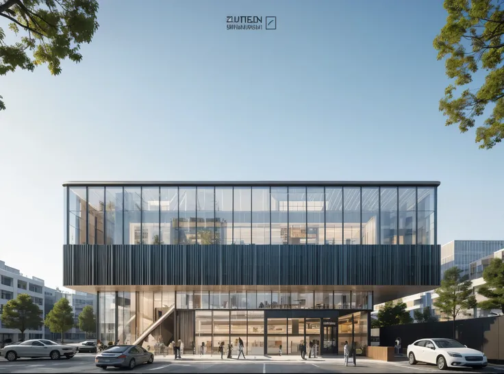 SYJZ,This is a picture of architectural design. There is a modern building in the picture. The exterior design of the building is composed of multiple curves,the color of the curves is white,and the material of the curves is metal. There are some shops und...