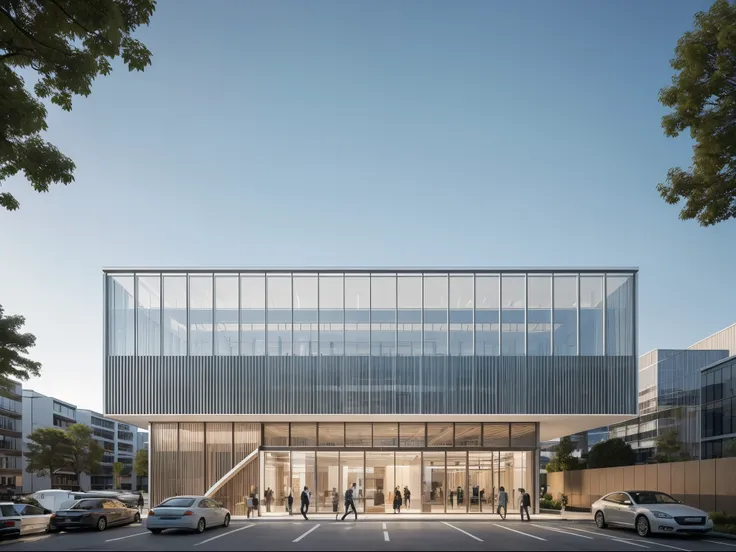 SYJZ,This is a picture of architectural design. There is a modern building in the picture. The exterior design of the building is composed of multiple curves,the color of the curves is white,and the material of the curves is metal. There are some shops und...