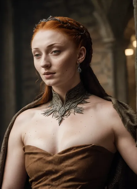 ( photograph of sophie turner as hot queen ) (random photo , full body shot, thick figure, fleshy body, tall woman ) alayne ston...