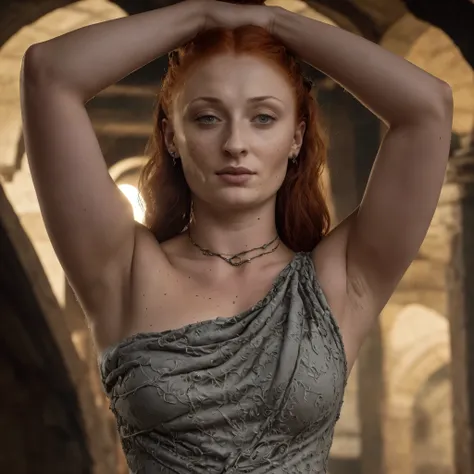 ( photograph of sophie turner as hot queen ) (random photo , full body shot, thick figure, fleshy body, tall woman ) alayne ston...