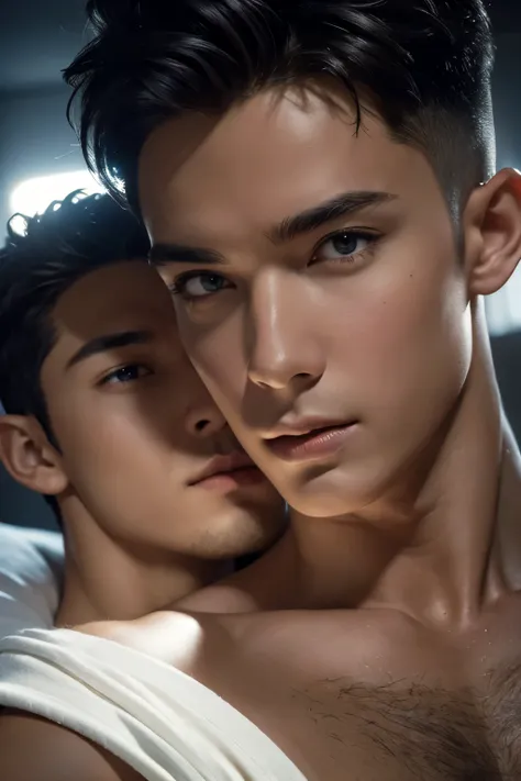 ((masterpiece)),((bestquality)),8k,high detailed,ultra-detailed, Neutral Expression, Stylish Pose, real skin texture, cinematic lighting,
Gay couple in the style of royal 