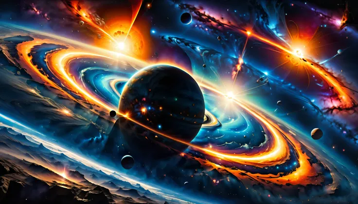 masterpiece, best quality, high quality, extremely detailed CG unity 8k wallpaper, Depth of Field, HDR,,Photorealistic,extremely detailed, Intricate, High Detail, universe, space, galaxy, stars, planets, astronomy, cosmos, celestial, nebula, black hole, so...
