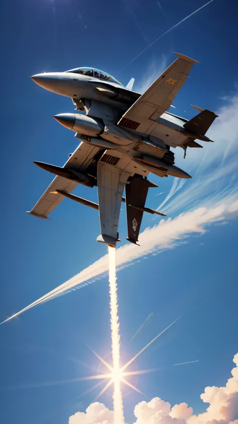 with high definition images,
a us navy f-14 tomcat soars through the clear blue sky,
its sleek and metallic surface reflecting t...