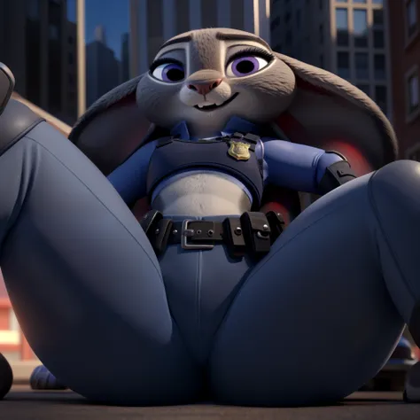 orejas hacia abajo, (mejor calidad, obra maestra:1), peluda hembra antro judyhopps, retrato, uniforme de policia, uniforme compl...