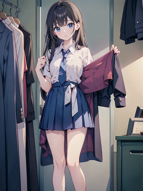 High school girl changing clothes、This is the changing room.、In the middle of taking off the uniform