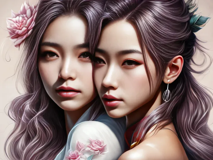 image of a man and woman kissing couple, digital painting by Ren Renf, Tumblr, fantasy art, xianxia fantasy, fox fantasy love, gorgeous art, love concept art, sha xi, 8k)), high quality fanart, chinese fantasy, beautiful art, lung, fan art, beautiful avata...