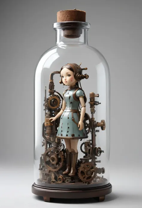 Mechanical girl in a bottle