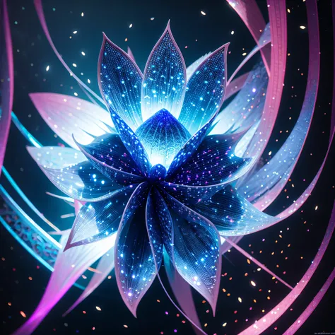 highest image quality, ultra high definition, masterpiece, flower of life in a void, enlightenment,bioluminescence glowing all a...