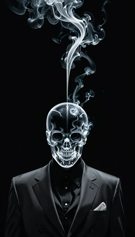 in style of nick veasey，man smoking