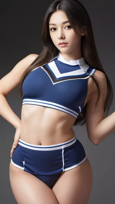 highest quality, masterpiece, Ultra-high resolution, (Realistic:1.4), RAW Photos, 32K Portrait, Very detailed, Cowboy Shot, Dynamic pose, 

One girl, 16 years old, The most famous Japanese idol、Japan&#39;s most popular cheerleader, Wearing only sleeveless ...