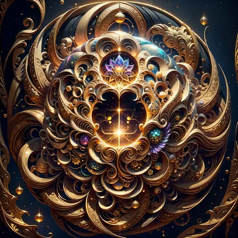 highest image quality, ultra high definition, masterpiece, flower of life, enlightenment, koy fish, golden dragon, light and sha...