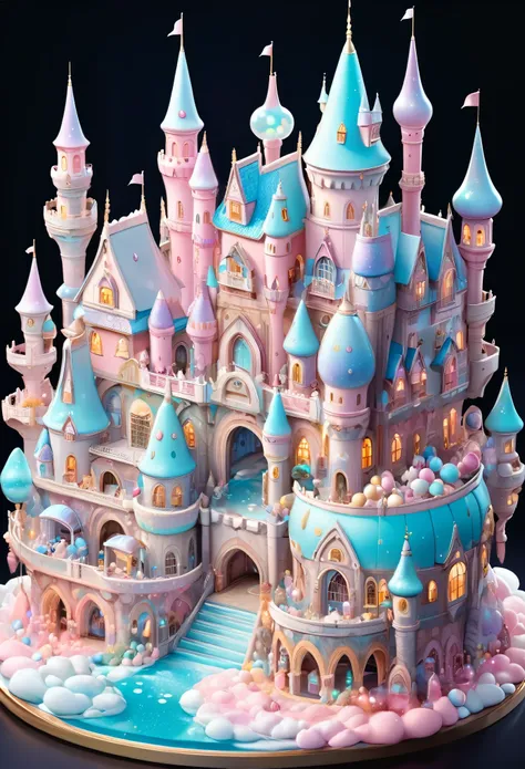 best quality, super fine, 16k, incredibly absurdres, extremely detailed, delicate and dynamic, dream world, mysterious castle fi...