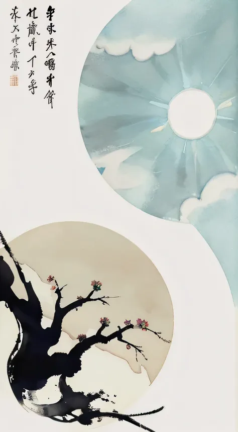 Positive top-down viewing angle，Spring solstice poster，E-commerce poster，Chinese style，Ink Painting，Clear texture