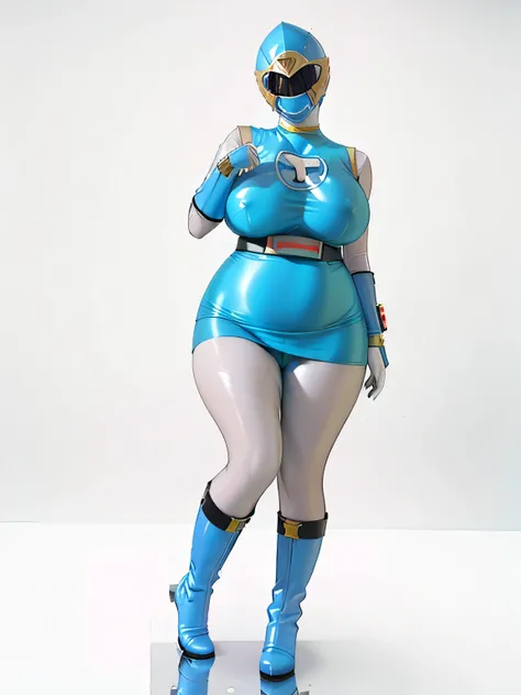 Leg spread、Squat、White background、hurricane blue、ninpuu sentai hurricanger、(Ultra-detailed illustration、Ultra-precision performance、masterpiece、highest quality、超High resolution、High resolution）、(Plump body、Big Breasts:1.3)、Thighs、Leg spread、Full body pink ...