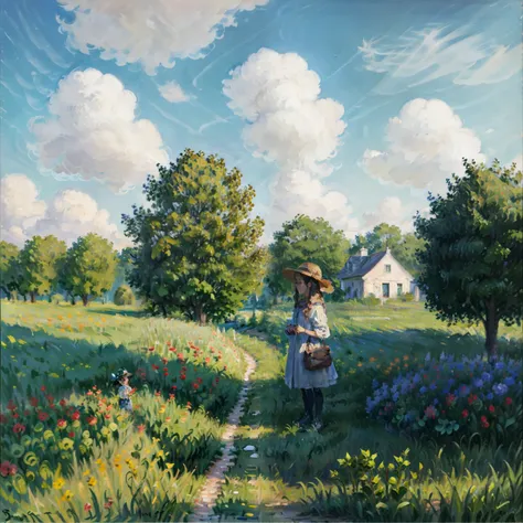 outdoor,Monet V1,Scenes,1 girl in the field,Blue sky,