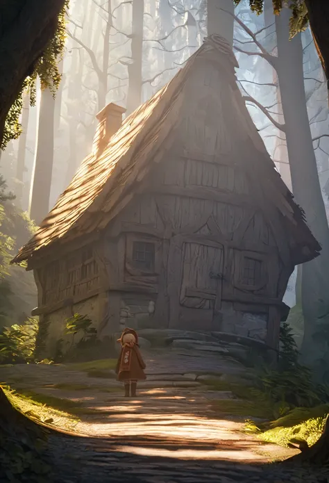 highres, unparalleled masterpiece, detailed background, absurdres, perfect anatomy(Hansel and Gretel)good lighting, volumetric lighting, cinematic shadow,