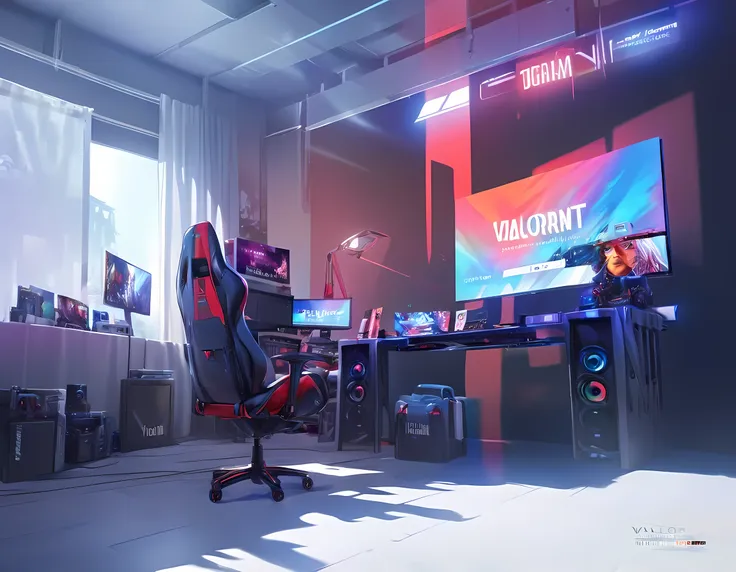 stable diffusion prompt: gaming, youtube channel, banner, background cover, red and black theme, valorant theme, highres, realis...