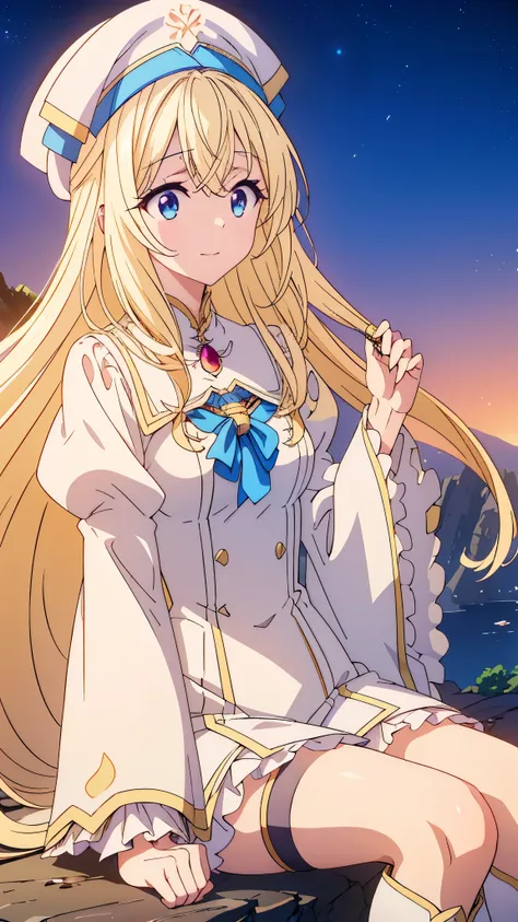 highest quality、Best image quality、In 8K,4K,masterpiece、Very detailed、beautiful、super high quality、Nice,Game CG,beautiful女の子,Five Fingers,(Upper Body:1.3),Shrine maiden, Blonde, blue eyes, Long Hair, Hair between the eyes,Grab the magic wand,smile,Knee-hig...