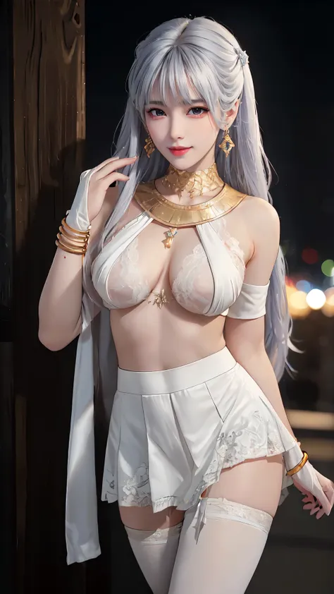 YD type Dance Costume, ((knee shot)), 8K, masterpiece, original photo, , best quality, detail:1.2),lifelike, Extremely detailed CG unified 8K wallpapers, Depth of Field, Movie Light, lens flare, Ray Tracing, ((Bare shoulders)), ((The skirt is short)), (Ext...