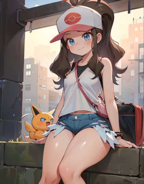 (best quality, highres, masterpiece:1.2), ultra-detailed, realistic:1.37, sketches, hilda pokemon, def1, teenage girl, sitting o...