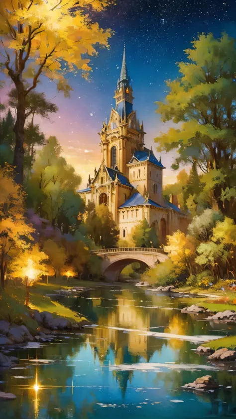 (dreamy european castle)、atmospheric oliva lighting、about,4kuhd、great composition with great detail and vibrant colors、render oc...